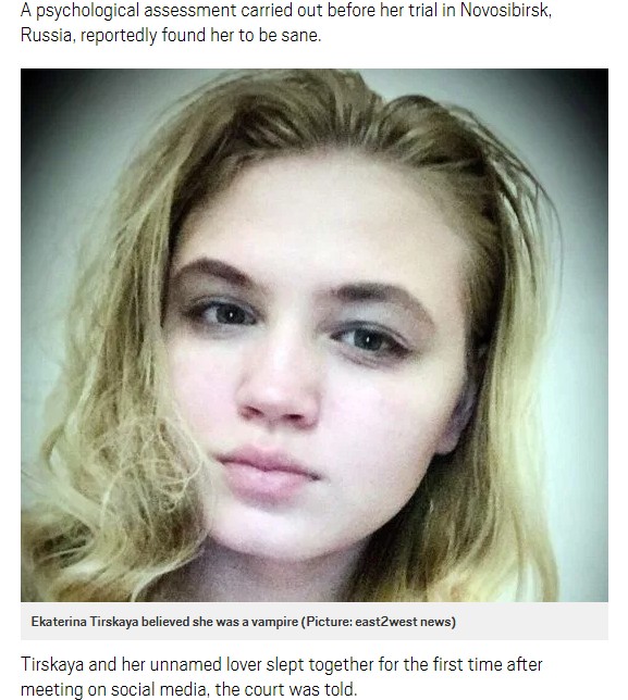 ドラマの主人公である吸血鬼になりきっていた女（画像は『Metro　2018年11月16日付「Woman who identified as a vampire stabbed boyfriend ‘because he was a werewolf’」（Picture: east2west news）』のスクリーンショット）