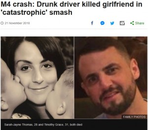 【海外発！Breaking News】初デートに無免許で飲酒運転した男、同乗者女性とともに衝突事故死（英）　