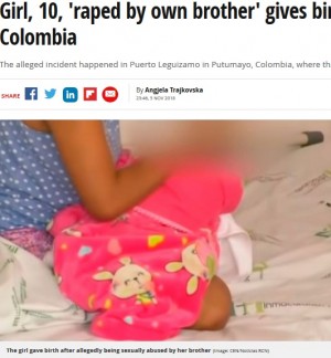 【海外発！Breaking News】実兄に性的暴行を受けた10歳少女、帝王切開で男児出産（コロンビア）