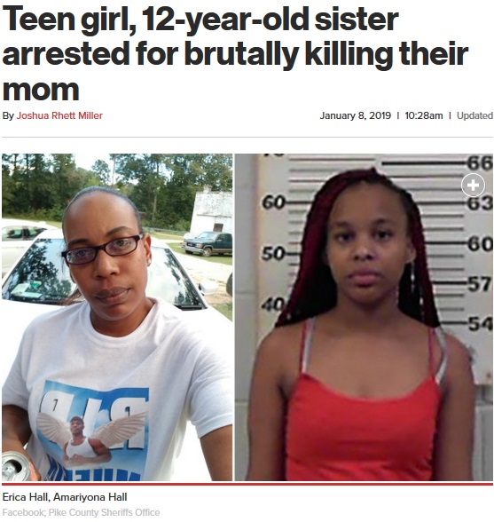 死亡した母親と殺人罪で逮捕された14歳娘（画像は『New York Post　2019年1月8日付「Teen girl, 12-year-old sister arrested for brutally killing their mom」（Facebook; Pike County Sheriffs Office）』のスクリーンショット）