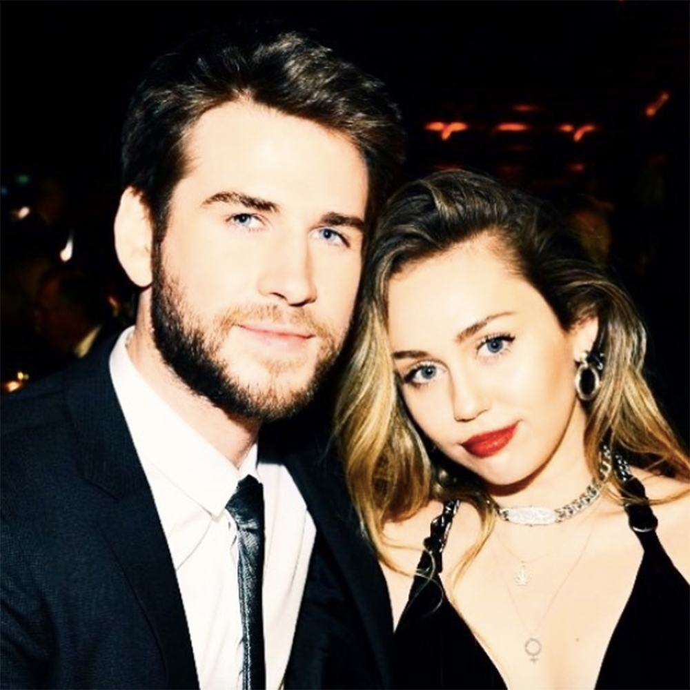 夫婦で初めてイベントに出席したリアムとマイリー（画像は『Miley Cyrus　2019年1月26日付Instagram「Date night OUT and ready to party with the MR.」』のスクリーンショット）