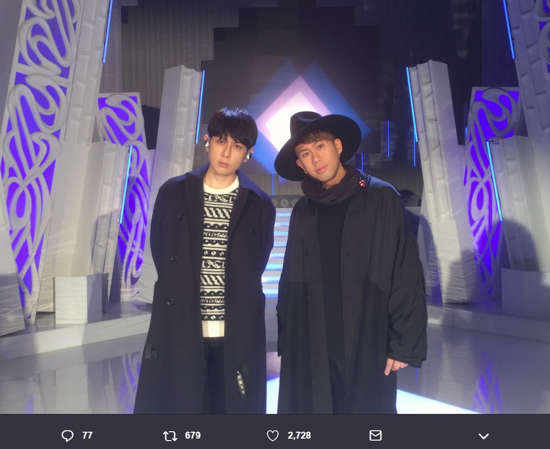 CHEMISTRYの堂珍嘉邦と川畑要（画像は『CHEMISTRY　2019年2月2日付Twitter「「MUSIC FAIR」ご覧いただきありがとうございました！」』のスクリーンショット）