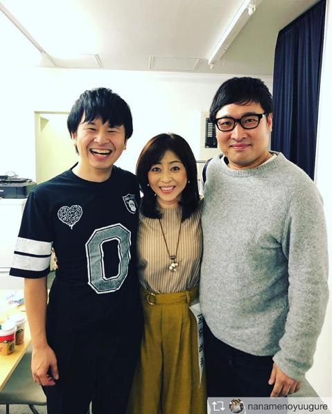オードリー若林、松本明子、山里亮太（画像は『まつはらちぐさ　2018年11月4日付Instagram「ライブが行われると吹聴しました。」』のスクリーンショット）