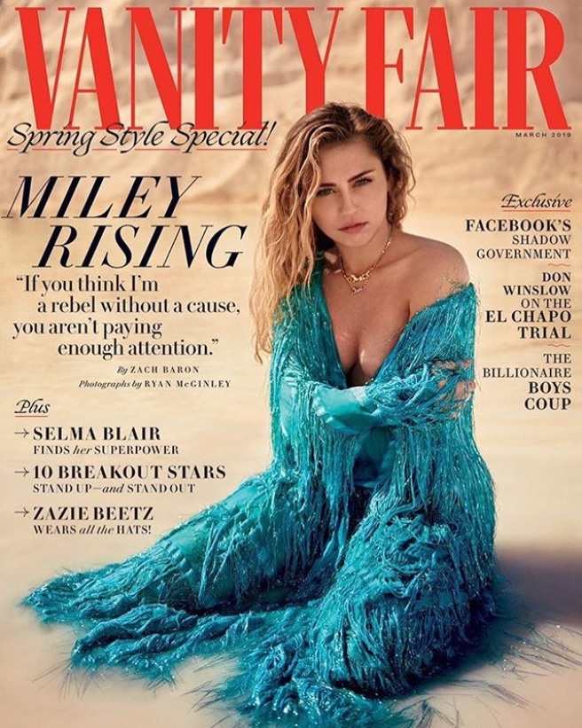 『Vanity Fair』の表紙を飾ったマイリー・サイラス（画像は『Miley Cyrus　2019年2月21日付Instagram「＠vanityfair ＠ryanmcginleystudios」』のスクリーンショット）