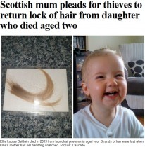【海外発！Breaking News】2歳でこの世を去った娘の形見を盗まれた母　「返して」と悲痛の訴え（英）