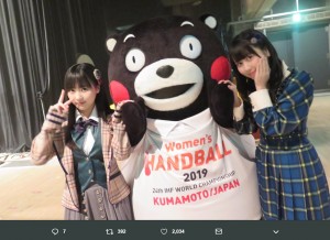 【エンタがビタミン♪】HKT48田中美久＆SKE48井上瑠夏　『くまモン誕生祭2019』でゆるキャラたちと「くまモン体操」