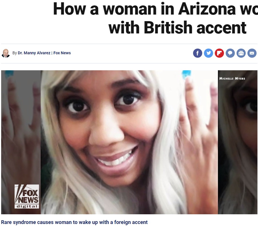 目覚めるとイギリス訛りの英語を話していた女性（画像は『Fox News　2019年4月14日付「How a woman in Arizona woke up with British accent」』のスクリーンショット）