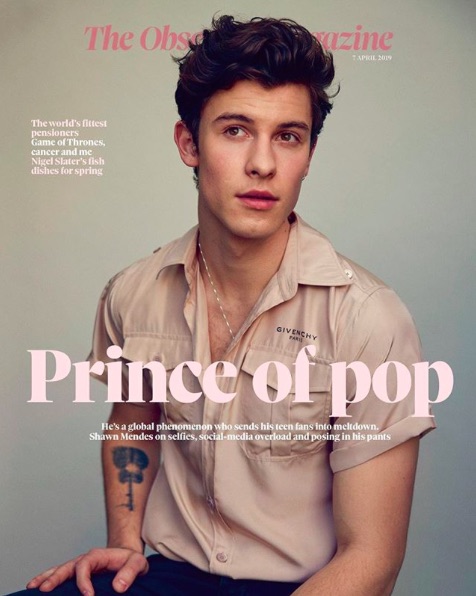 ショーン・メンデス、ジャスティンに対抗意識を燃やされた？（画像は『Shawn Mendes　2019年4月7日付Instagram「Thank you ＠obsmagazine x」』のスクリーンショット）