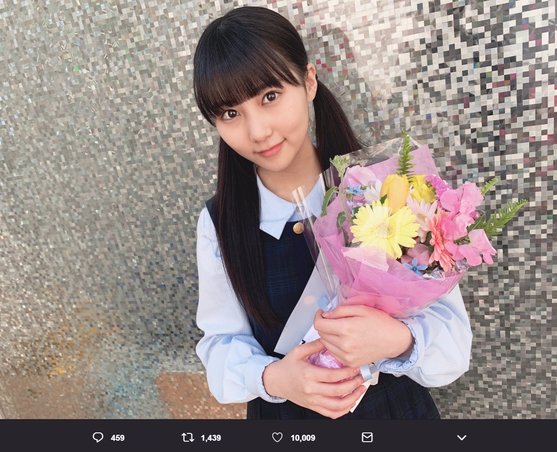 映画の撮影を終えた田中美久（画像は『田中美久　2019年4月19日付Twitter「田中美久 映画出演決定☆」』のスクリーンショット）