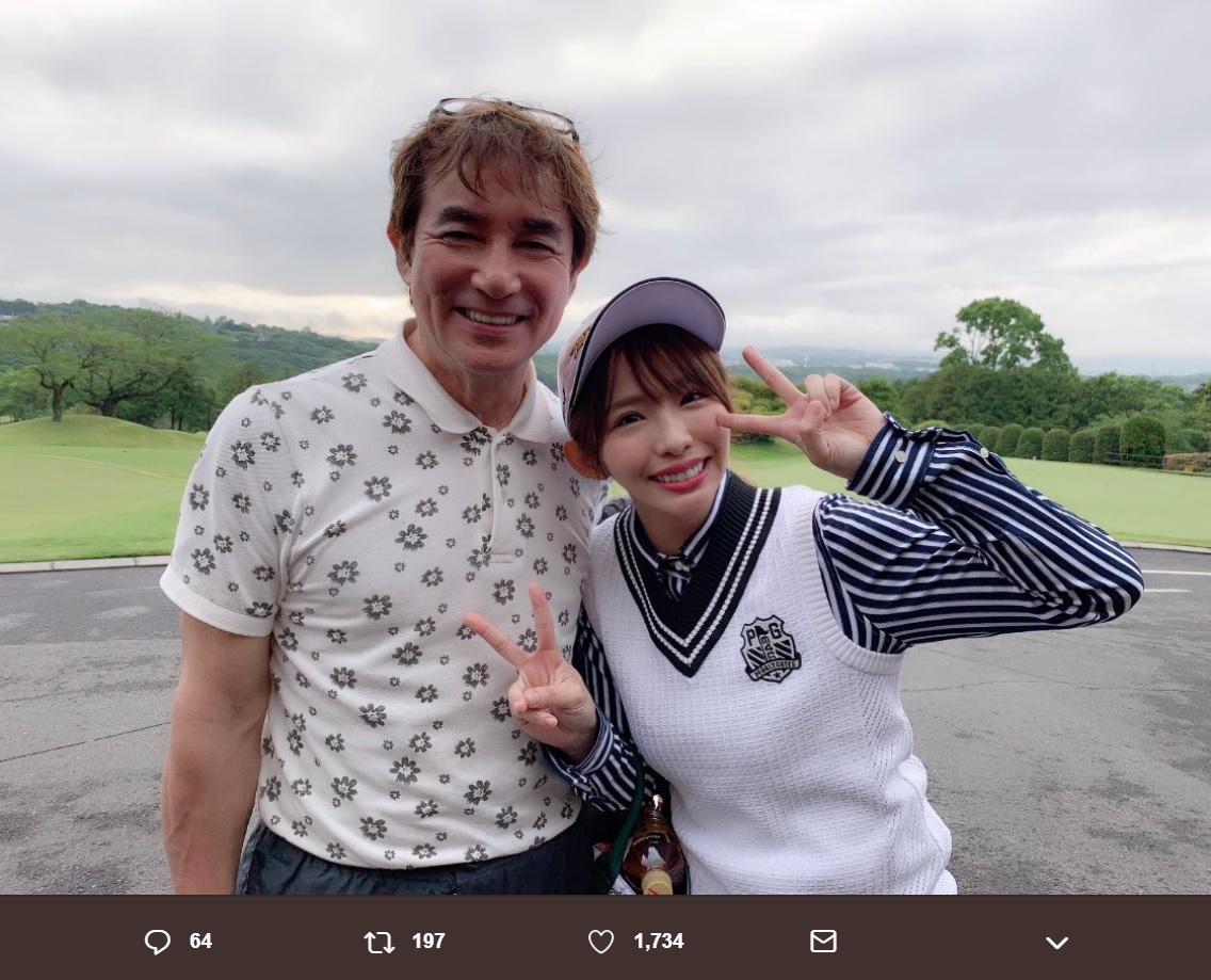 田中健と松村香織（画像は『松村香織　2019年5月21日付Twitter「＃叙々苑カップ 参加させて頂きました」』のスクリーンショット）