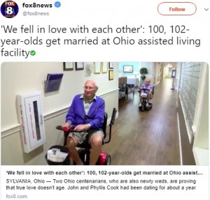 【海外発！Breaking News】100歳と102歳が結婚「高齢者住宅で恋に落ちてしまった」（米）