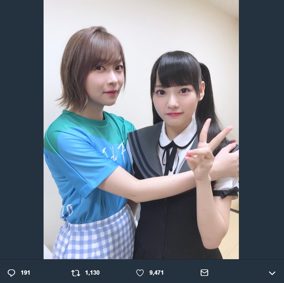 指原莉乃と齊藤なぎさ『TIF2018』にて（画像は『齊藤なぎさ　2018年8月3日付Twitter「指原さんとお写真を撮っていただきました…!!」』のスクリーンショット）