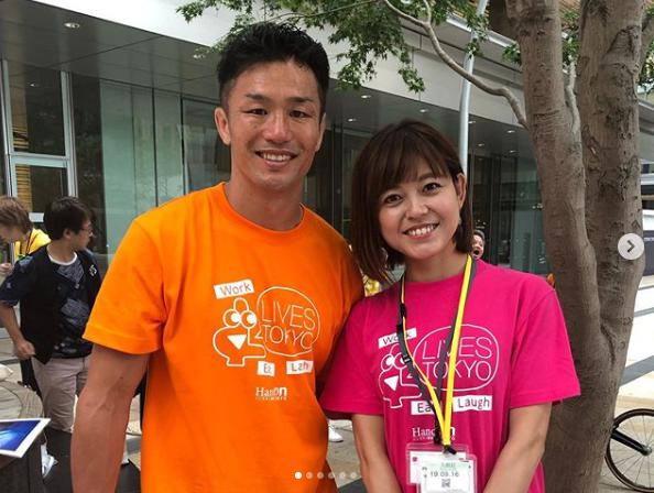 トークショーに参加した廣瀬俊朗と司会を務めた久下真以子（画像は『久下真以子　2019年9月16日付Instagram「豪華メンバーのみなさんとトークショーさせていただきました！」』のスクリーンショット）