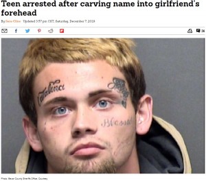 【海外発！Breaking News】暴力を振るい恋人の額にナイフで自分の名を刻んだ男が逮捕（米）