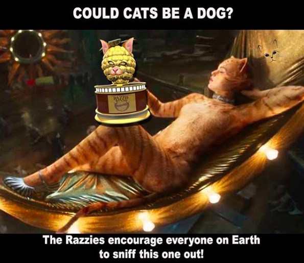 昨年7月にはノミネートがほぼ確定していた実写版『キャッツ』（画像は『The Razzies　2019年7月19日付Instagram「The ＃catsmovie trailer has dropped and the internet is hissing back!」』のスクリーンショット）