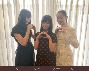 浅川梨奈、橋本環奈、堀田真由（画像は『堀田真由　2019年8月7日付Twitter「かぐや様は告らせたい　完成披露試写会でした！」』のスクリーンショット）