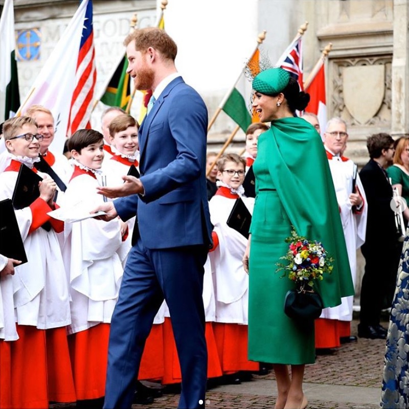 王室離脱前、最後の公務に出席したヘンリー王子・メーガン妃夫妻（画像は『The Duke and Duchess of Sussex　2020年3月9日付Instagram「This afternoon, The Duke and Duchess of Sussex attended the annual Commonwealth Service at Westminster Abbey on Commonwealth Day, alongside Her Majesty The Queen and Members of The Royal Family.」』のスクリーンショット）