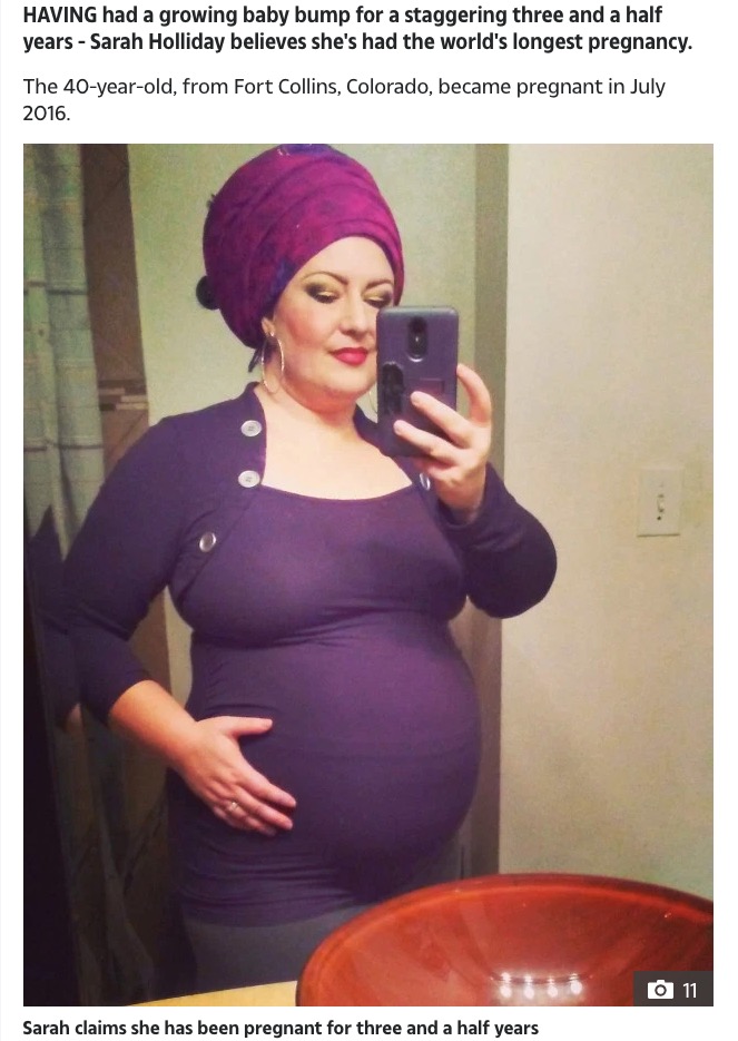 3年半以上妊娠していると主張する女性（画像は『The Sun　2020年3月30日付「BABY HOPE Woman, 40, claims she’s been pregnant for three years after suffering nine miscarriages」（Credit: Caters News Agency）』のスクリーンショット）