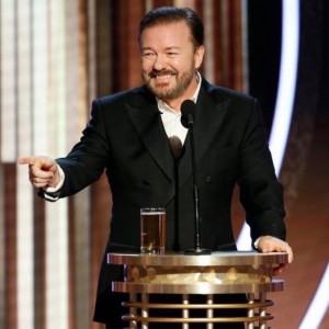 『第77回ゴールデン・グローブ賞』で司会を務めたリッキー・ジャーヴェイス（画像は『Ricky Gervais　2020年1月6日付Instagram「How the fuck can teasing huge corporations, and the richest, most privileged people in the world be considered right wing?」』のスクリーンショット）