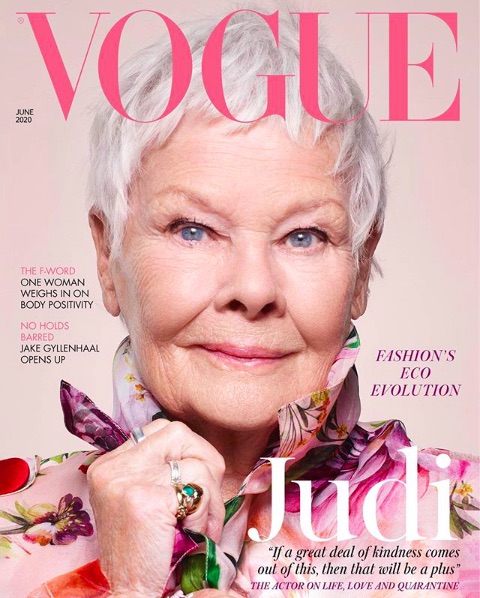 史上最年長で『VOGUE』表紙を飾ったジュディ・デンチ（画像は『British Vogue　2020年5月4日付Instagram「Introducing the June 2020 issue of ＃BritishVogue where Dame Judi Dench, at 85, makes history as the oldest person ever to star on the cover of Vogue.」』のスクリーンショット）
