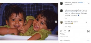 幼かった頃の2人（画像は『Carmen 2019年8月22日付Instagram「Today I learned ＃nationalconjoinedtwinsday is a real thing.」』のスクリーンショット）