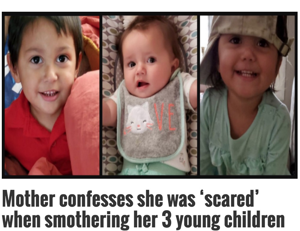 母のレイチェルに殺害された子供達（画像は『Crime Online　2020年9月8日付「Mother confesses she was ‘scared’ when smothering her 3 young children while singing them a death lullaby」』のスクリーンショット）