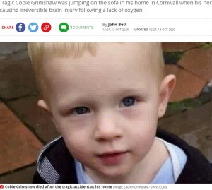【海外発！Breaking News】2歳男児　ソファで跳ねている最中にブラインドのひもに首が絡まり死亡（英）