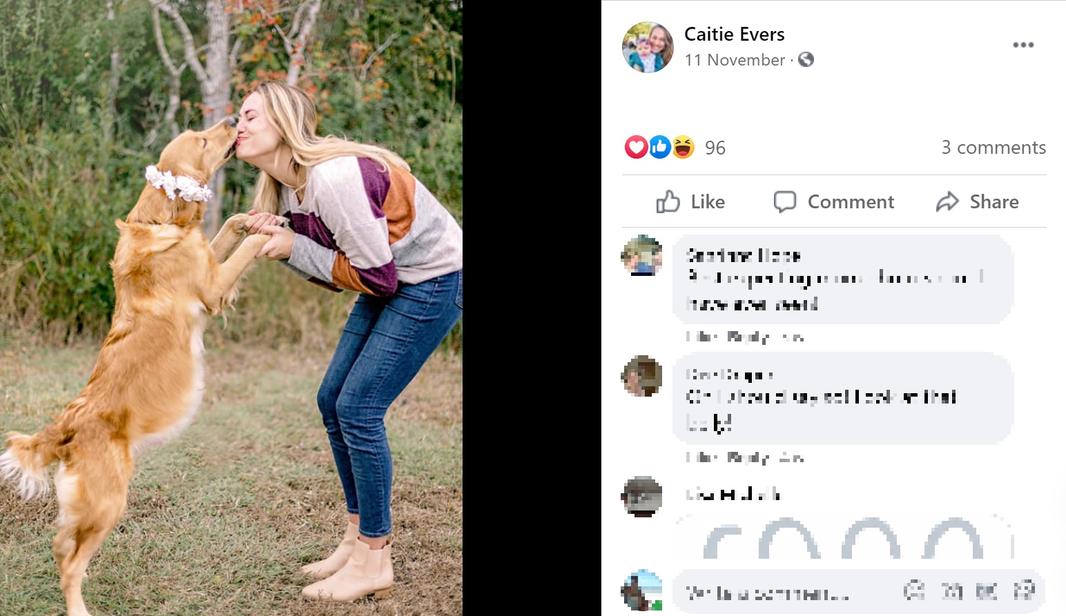 リリー・メイとケイティさん（画像は『Caitie Evers　2020年11月11日付Facebook「Lily Mae is a LITTER excited to announce she’s expecting some little ones any day.」』のスクリーンショット）