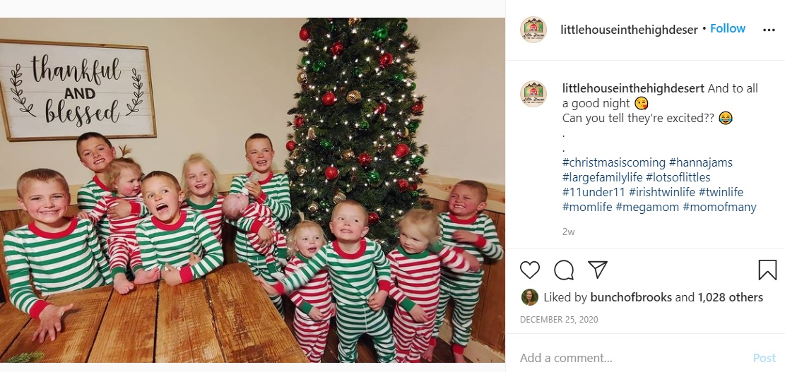 元気いっぱいの11人の子供たち（画像は『Courtney Rogers　2020年12月25日付Instagram「And to all a good night」』のスクリーンショット）