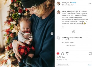 クリスマスの時のジャック君（画像は『Sarah Beeston　2020年12月27日付Instagram「5 years ago around this time I called Derik the wrong name」』のスクリーンショット）