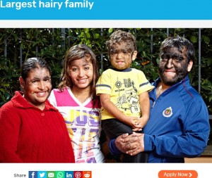 ギネス世界記録を作ったラモス＝ゴメス一家（画像は『Guinness World Records　2000年2月1日付「Largest hairy family」』のスクリーンショット）