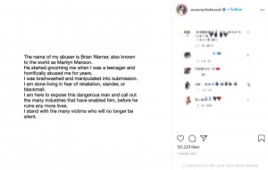 エヴァンが公開した虐待被害の声明（画像は『Evan Rachel Wood　2021年2月1日付Instagram』のスクリーンショット）