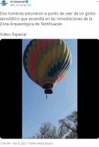 【海外発！Breaking News】上昇する熱気球のバスケットから落下した男性、奇跡的に助かる（メキシコ）＜動画あり＞