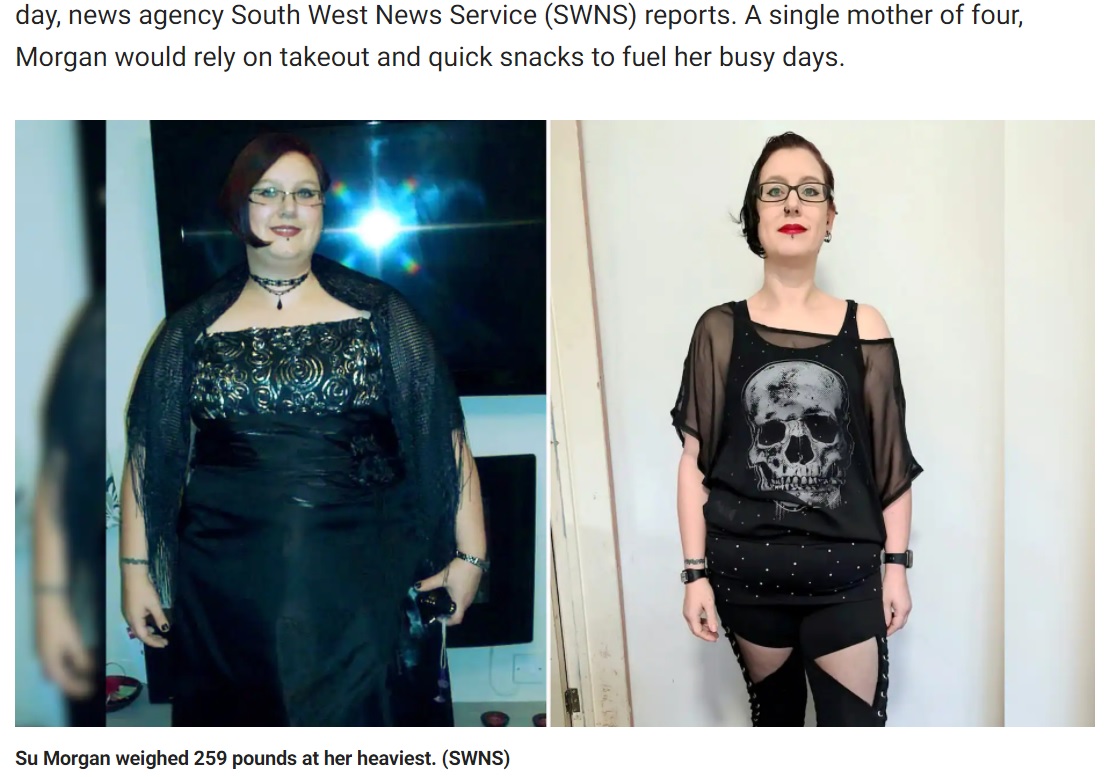生活習慣を変えた女性のビフォーアフターがまるで別人（画像は『Fox News　2021年4月13日付「Woman loses 118 pounds with online rock dance class during pandemic」（SWNS）』のスクリーンショット）