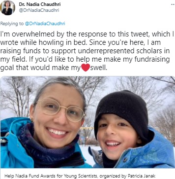 43歳のナディアさんと6歳の息子（画像は『Dr. Nadia Chaudhri　2021年5月12日付Twitter「I’m overwhelmed by the response to this tweet」』のスクリーンショット）