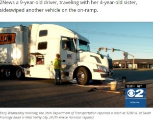 衝突されたトラクタ・トレーラー（画像は『KUTV　2021年6月2日付「9-year-old driver, 4-year-old passenger, crash into semi in Utah」（Photo: KUTV）』のスクリーンショット）