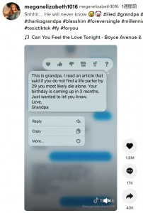 棘があるも孫をどれだけ愛しているのかを感じる優しいメッセージ（画像は『meganelizabeth1016　2021年7月16日付TikTok「Shhhh…. He will never know」』のスクリーンショット）