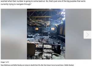 全焼してしまったショーンさんとケリーさんの自宅（画像は『Fox News　2021年9月21日付「Man rescues engagement ring, proposes after home burns down」』のスクリーンショット）