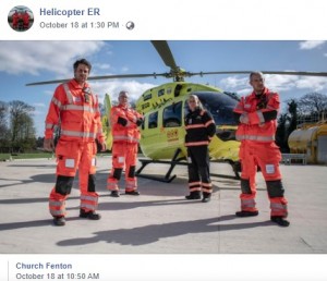 救急ヘリ「ヨークシャー・エア・アンビュランス」（画像は『Helicopter ER　2021年10月18日付Facebook「We have a few different companies based here at Church Fenton.」』のスクリーンショット）