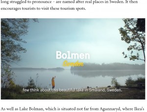 スウェーデン南部にあるボルメン湖（画像は『Creative Review　2021年12月3日付「Visit Sweden campaign reveals the tourism gems behind Ikea product names」』のスクリーンショット）