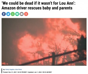 家族は迫り来る山火事に無力の状態だった（画像は『FOX31 KDVR　2021年12月31日付「‘We could be dead if it wasn’t for Lou Ann’: Amazon driver rescues baby and parents」』のスクリーンショット）