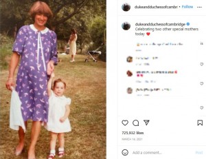 キャサリン妃が昨年母の日に公開した母娘写真（画像は『Duke and Duchess of Cambridge　2021年3月14日付Instagram「Celebrating two other special mothers today」』のスクリーンショット）