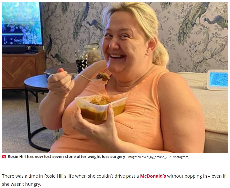 体重100キロ超の女性がまるで別人のように（画像は『The Daily Star　2022年3月29日付「Mum who secretly scoffed McDonald’s is unrecognisable after weight loss transformation」（Image: sleeved_by_drtuna_2021/Instagram）』のスクリーンショット）