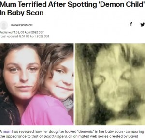 映像と同じように悪魔のような性格？（画像は『Tyla　2022年4月8日付「Mum Terrified After Spotting ‘Demon Child’ In Baby Scan」（Credit: Kennedy News and Media）』のスクリーンショット）