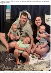 コルソン君とケイデン君が誕生し、賑やかになった一家（画像は『Tyla　2022年5月30日付「Mum Has ‘Miracle’ Twins After Falling Pregnant While Pregnant」（Credit: Kennedy News and Media）』のスクリーンショット）