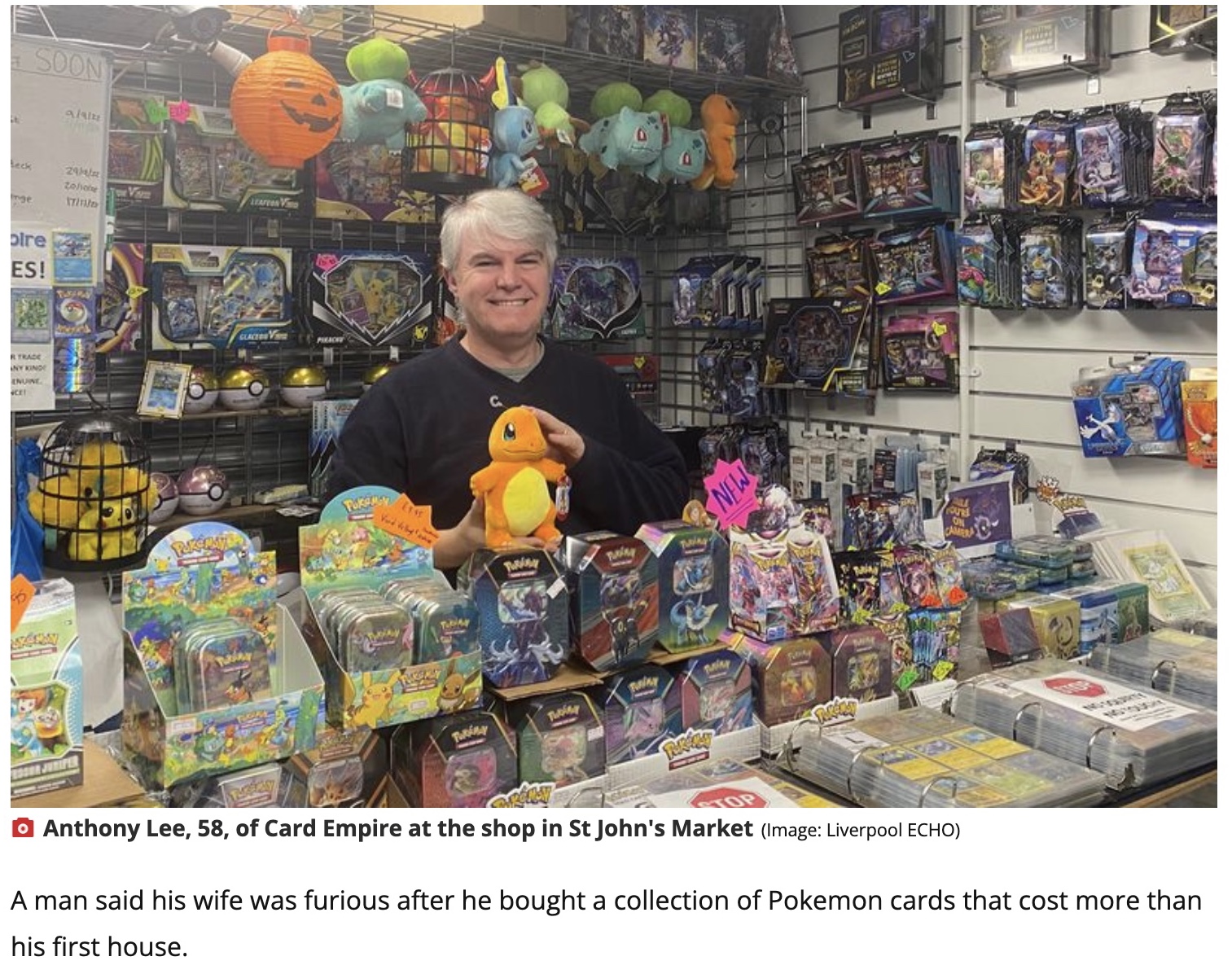 ポケモンカード専門店を運営する58歳の男性（画像は『Liverpool Echo　2022年10月16日付「Man’s wife was furious after he bought Pokemon cards that cost more than his house」（Image: Liverpool ECHO）』のスクリーンショット）