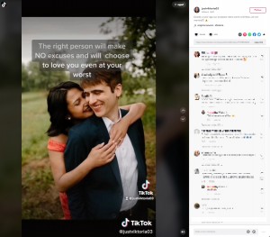 幸せそうな2人（画像は『Viktoria　2022年8月31日付TikTok「Exactly a year ago our proposal video went viral!」』のスクリーンショット）