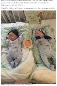 双子用のベビーベッドに移動した（画像は『Edinburgh Live　2022年11月18日付「Edinburgh miracle twins defy the odds after being born three months early」』のスクリーンショット）