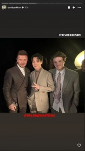 ベッカム親子とBTS・ジミン（画像は『David Beckham　2023年1月20日付Instagram』のスクリーンショット）