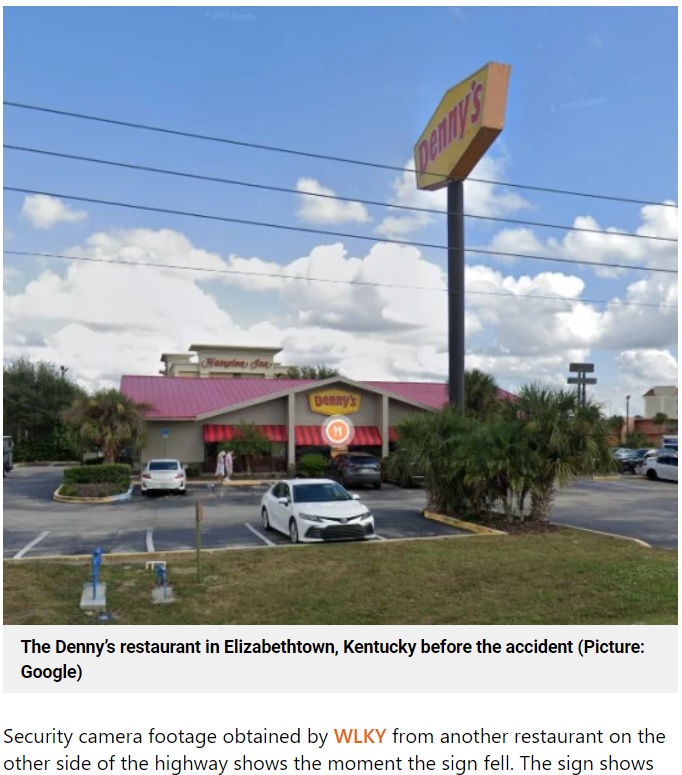 事故前のデニーズ店舗（画像は『Metro　2023年1月20日付「Woman dies after restaurant sign crushes car」（Picture: Google）』のスクリーンショット）